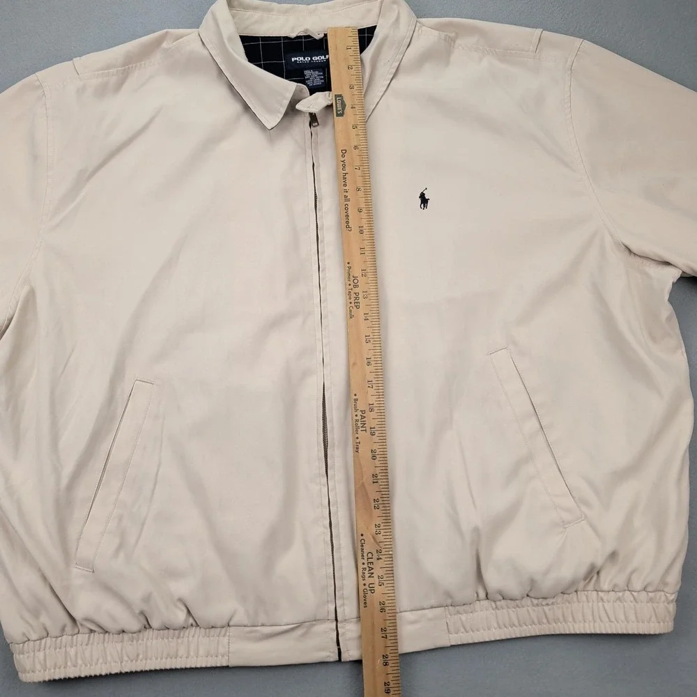 Polo Golf‎ Ralph Lauren Jacket Mens 2X Big Beige Zip Harrington Cotton Lined